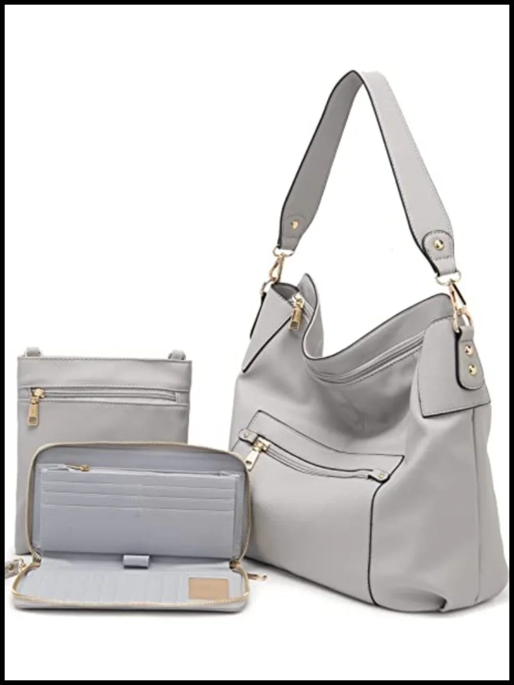 Large Hobo Shoulder Handbag Crossbody Purse Wallet Set for Women Soft